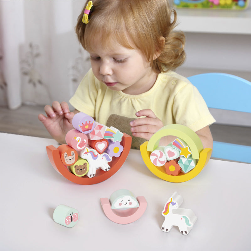 Juego de apilar y balancear de unicornio