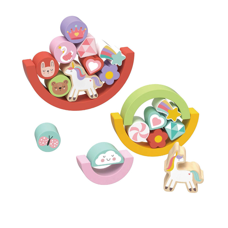 Juego de apilar y balancear de unicornio