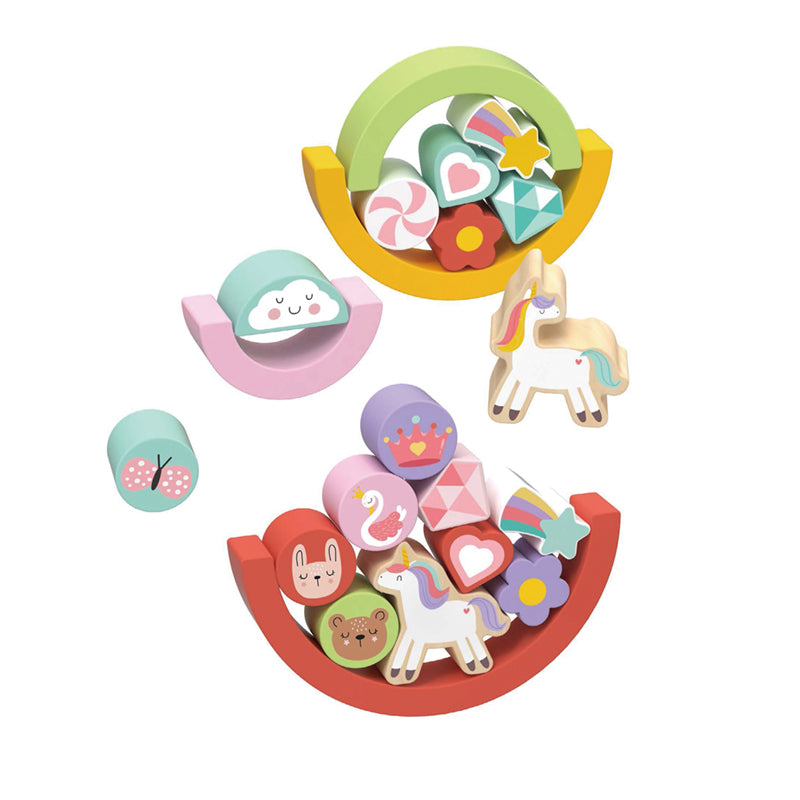 Juego de apilar y balancear de unicornio