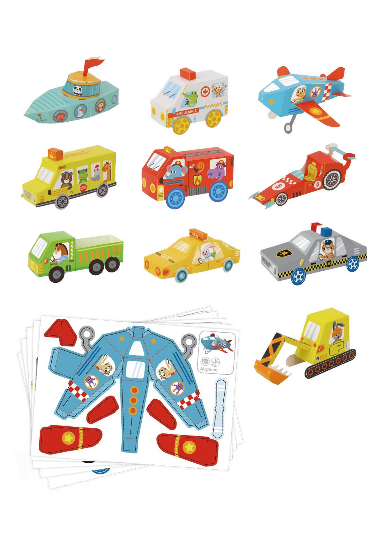 Kit de Origami 3D - Transportes