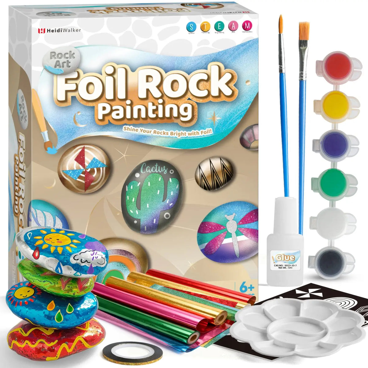 Kit de arte de piedras con láminas metalizadas