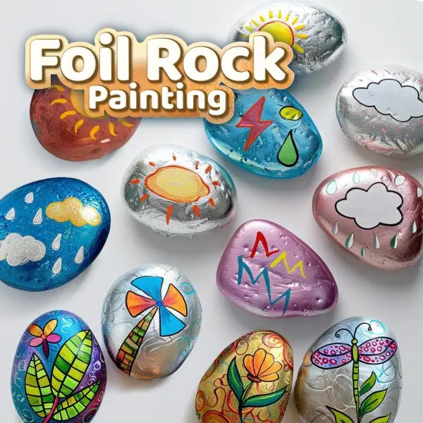 Kit de arte de piedras con láminas metalizadas