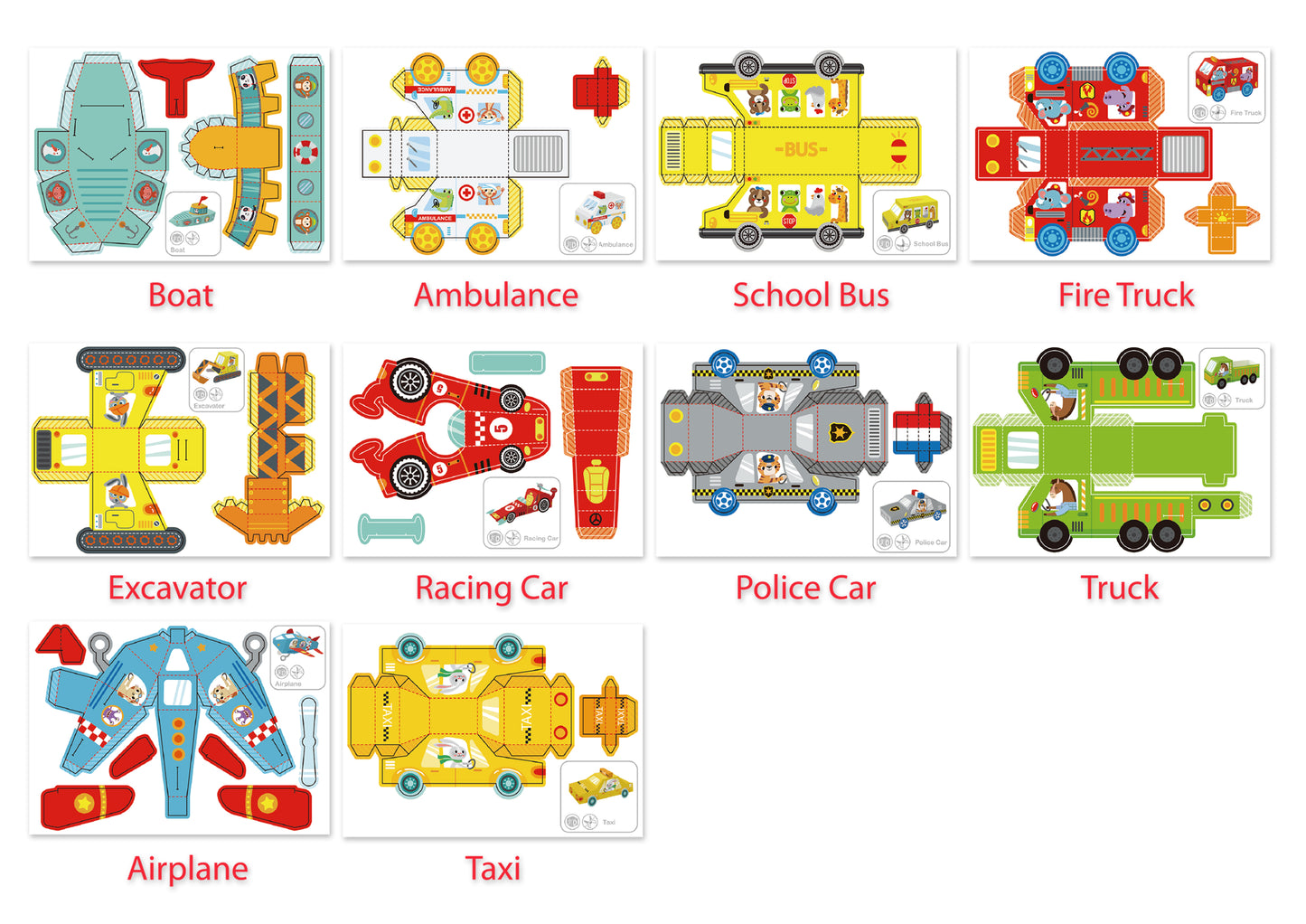 Kit de Origami 3D - Transportes